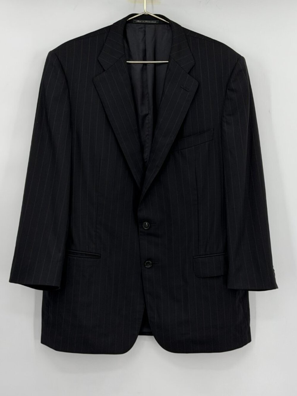 Ermenegildo Zegna Super 100s Wool Pinstripe Blazer Men’s Black Charcoal Jacket